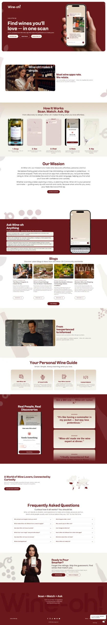 WineOh — original website screenshot from Hamza’s portfolio